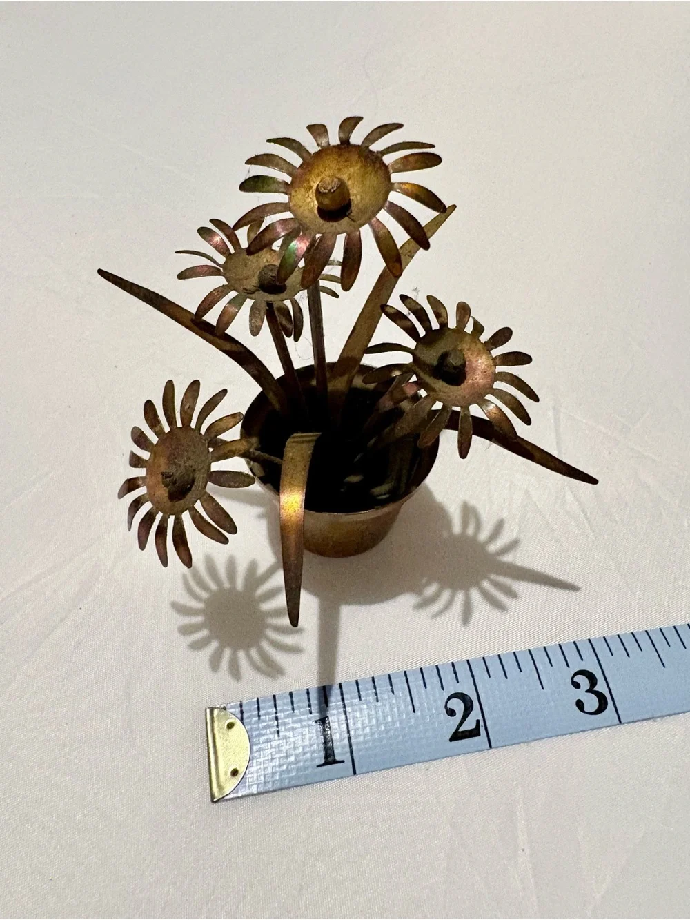 Brass Sunflower Sculpture - Gold Metal Floral Decor